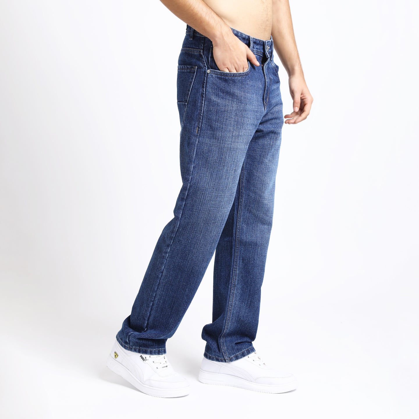 MID BLUE BAGGY FIT JEAN TEDDY 4752-1